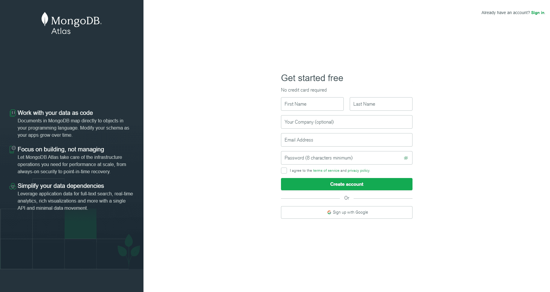 MongoDB Atlas Login