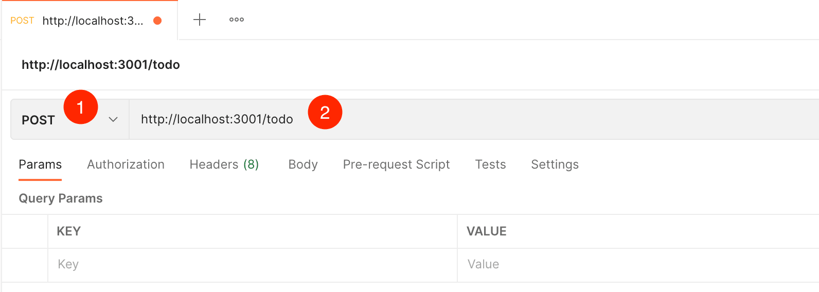 Postman Add Todo URL