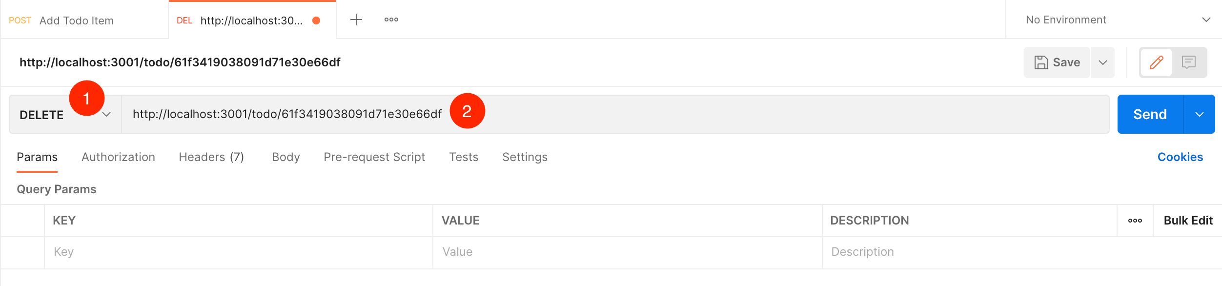 Postman Delete Item