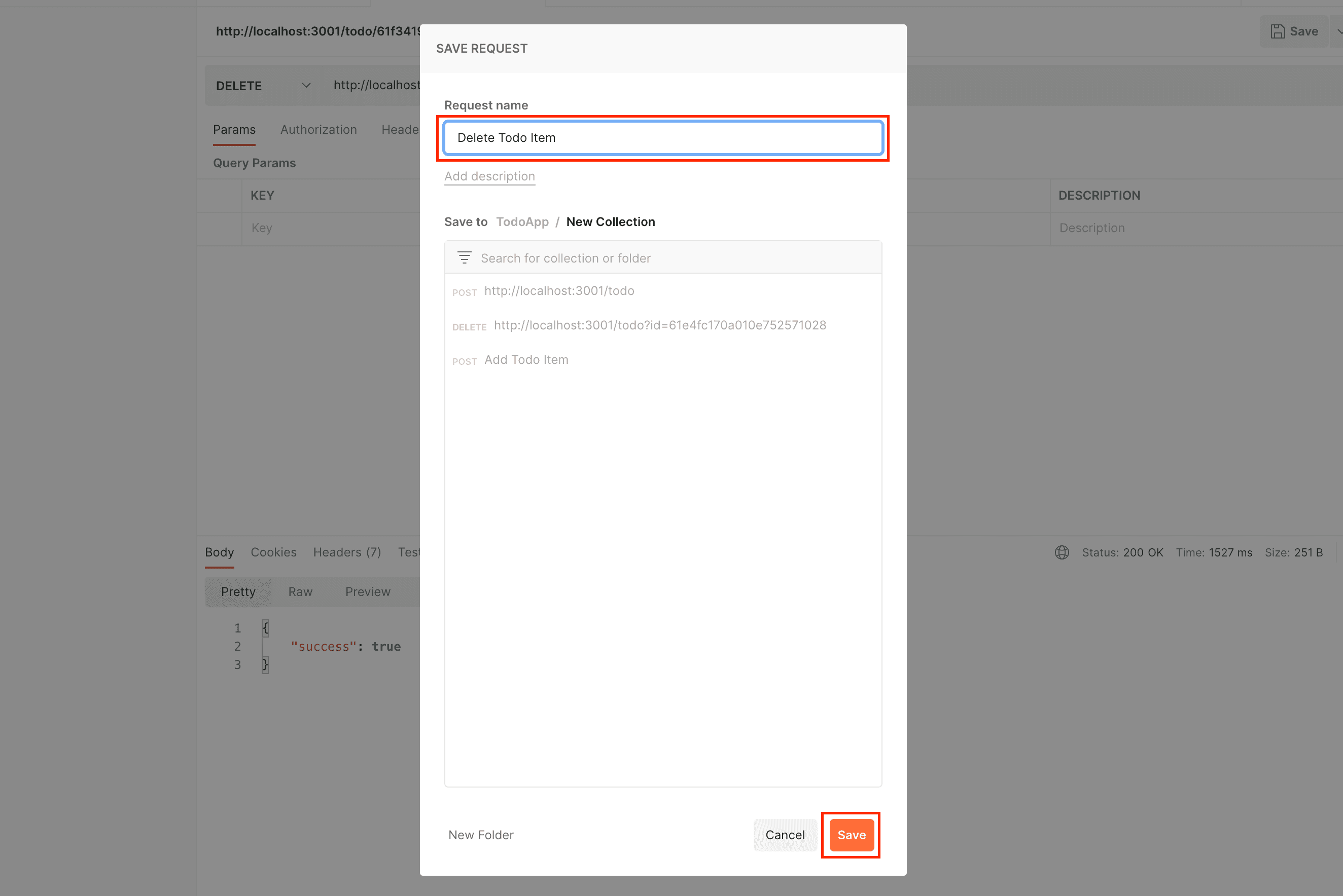 Postman Save Delete Request