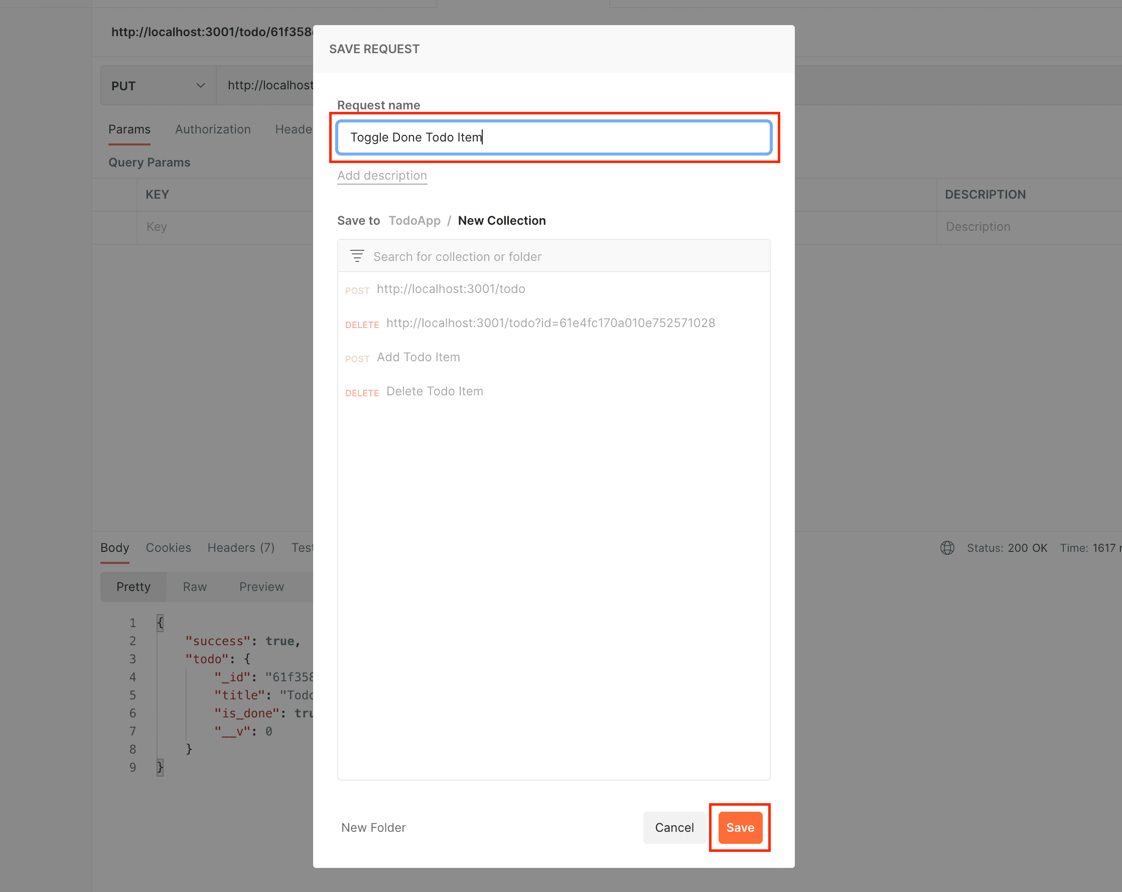 Postman Save Done Request