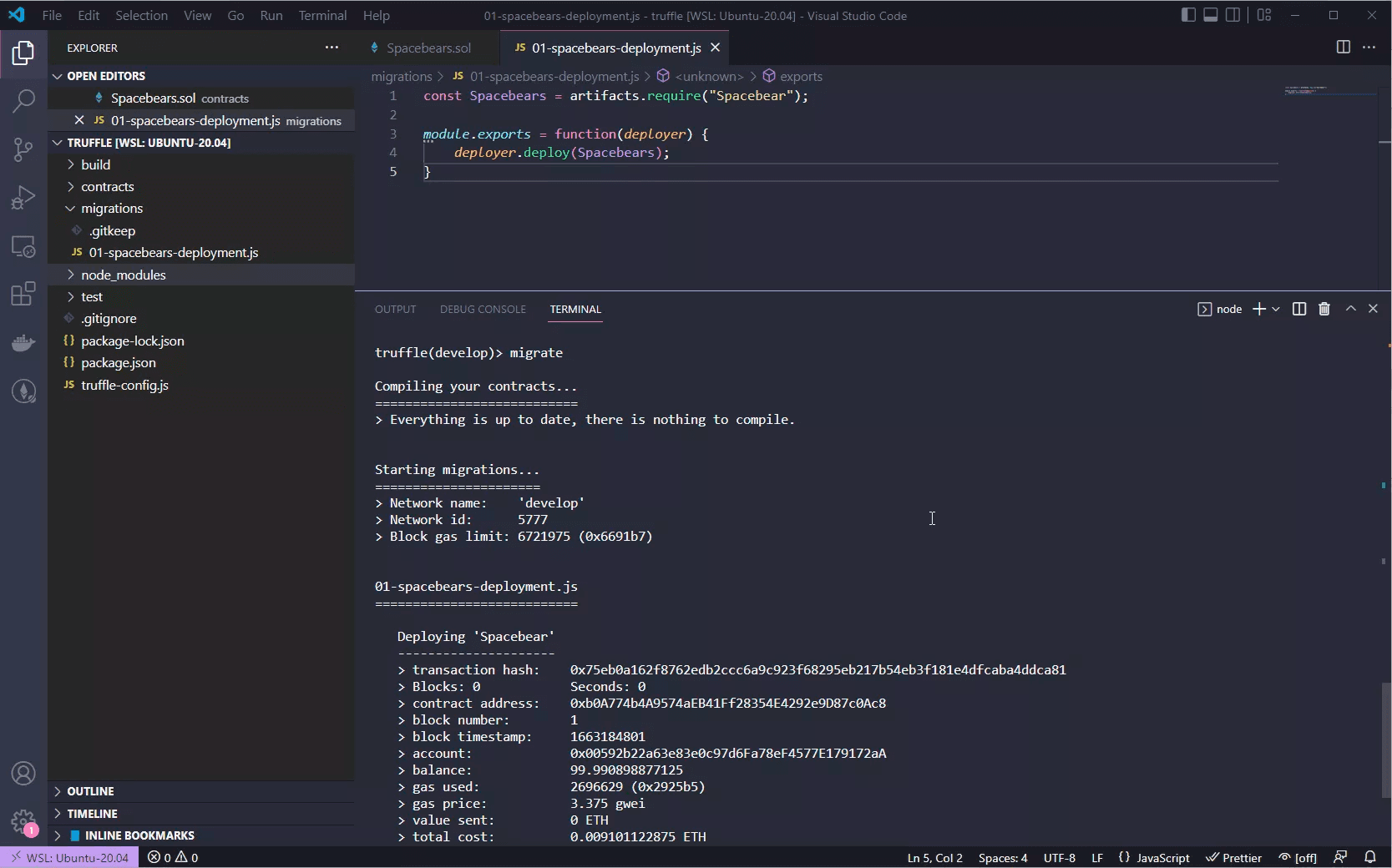 Truffle Migrate in Truffle Development Console