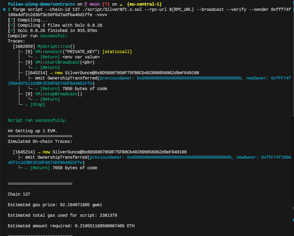 Deploy Contract using foundry script