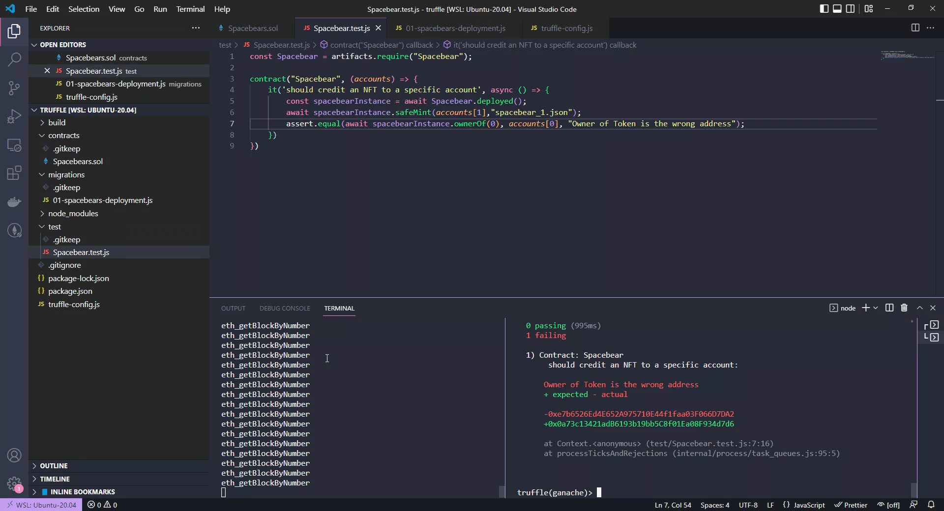 Failing Truffle Unit test