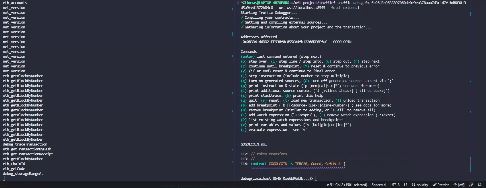 Truffle Debugger for Mainchain Contracts