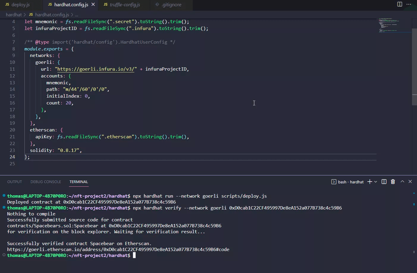 Smart Contract Verification using Hardhat