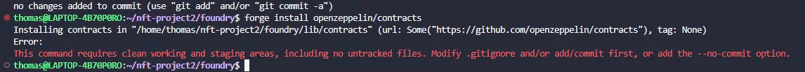 Foundry fails with git changes