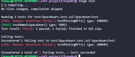 failed test run