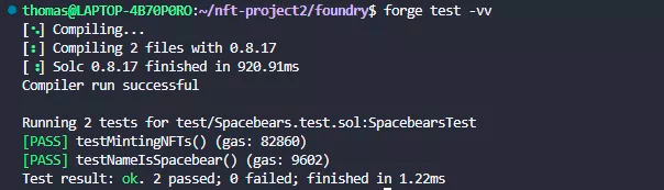 successful unit test using Foundry