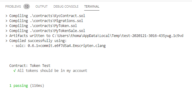 Truffle Test Output